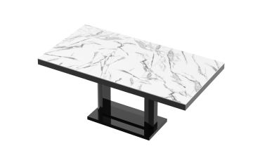 Stół rozkładany QUADRO 120 - Marble white (Marmur / Czarny)